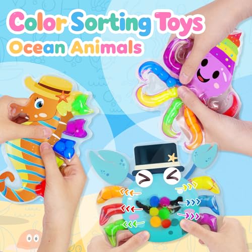 Image of 3PCS Color Sorting Toys for Toddlers, Montessori Sensory Toys Preschool Learning Activities Fine Motor Skills Fidget Quiet Educational Gift for Kids Age 3+