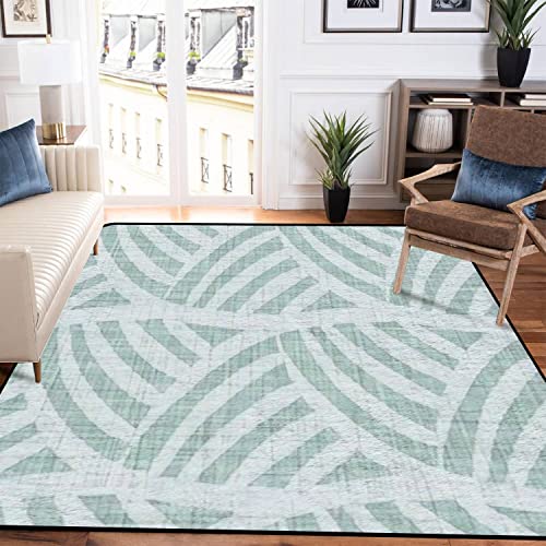 Low Pile Rug Aegean Teal Mottle Patterned Linen Texture Summer Coastal Living Style Non-Slip Soft Area Carpet Doormats Runner Rugs Mat Indoor Outdoor Home Decor for Living Room Bedroom Kids Room - Image 4