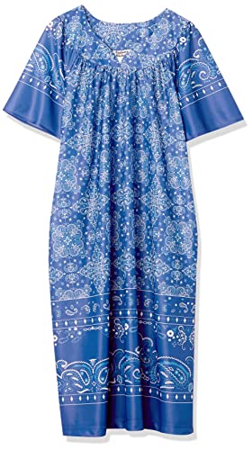 Image of AmeriMark Casual Women's Patio Muumuu House Dress Loose Comfortable Short Sleeve Sun Dress Lounger Gown Sleepwear for Ladies