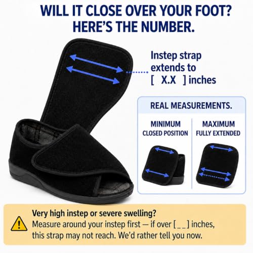 Image of Diabetic Open Toe Slippers, Extra Wide Adjustable House Shoes