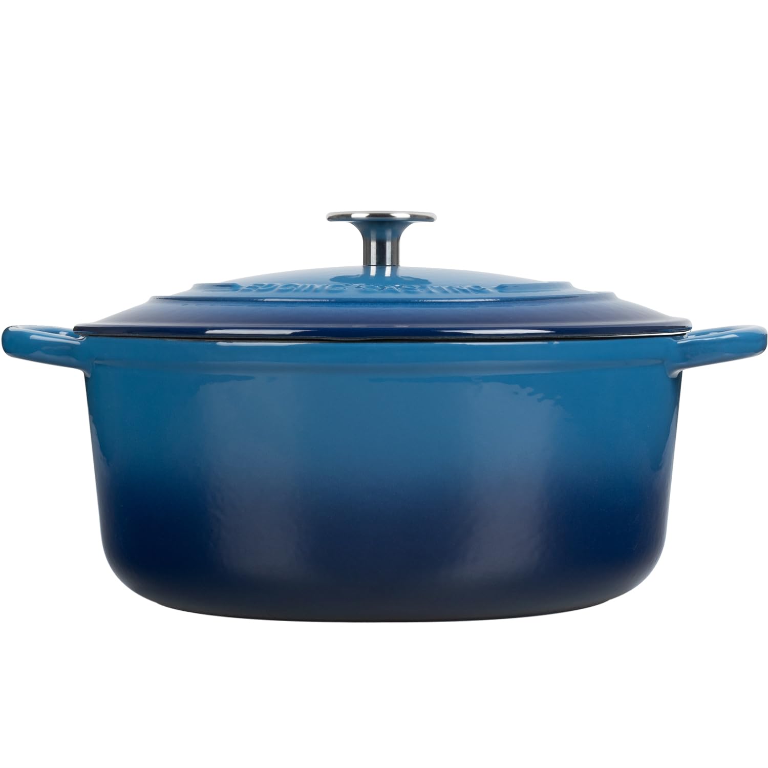 Enameled Cast Iron Covered 5.5 Quart Dutch Oven with Dual Handle, Dutch Ovens with Lid for Bread Baking, Pink: Lake Blue 5.5QT