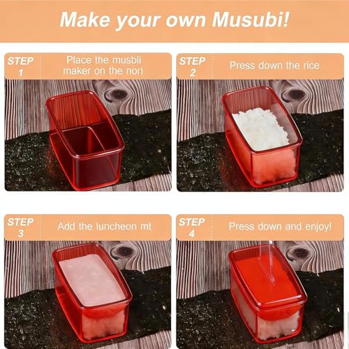 Image of 3PCS Clear Red Onigiri Rice Ball Mold Maker Kit, Musubi Press, Triangle Sushi Press for Kid Lunch Bento, Non-stick, BPA-Free