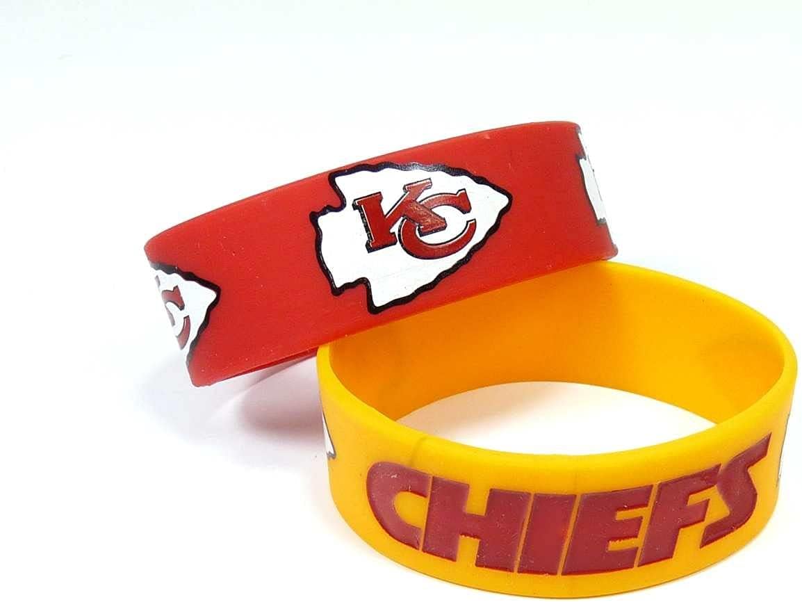 NFL Kansas City Chiefs Silicone Rubber Bracelet, 2-pack : Sports Fan Bracelets : Sports & Outdoors