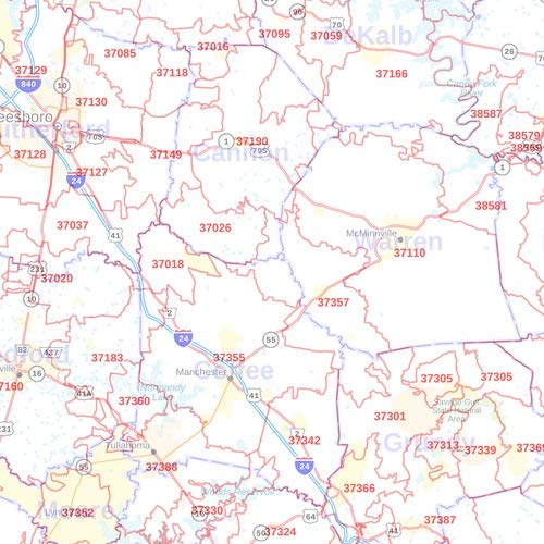 Amazon.com : Tennessee Zip Code Map - 48
