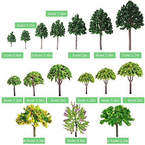 Cayway 53 Pcs Miniature Trees Mixed Model Trees, Mixed Colors Trees For Model Train Scenery, Fake Trees For Building Model, Model Scenery With No Bases For Diy Crafts #TOP2
