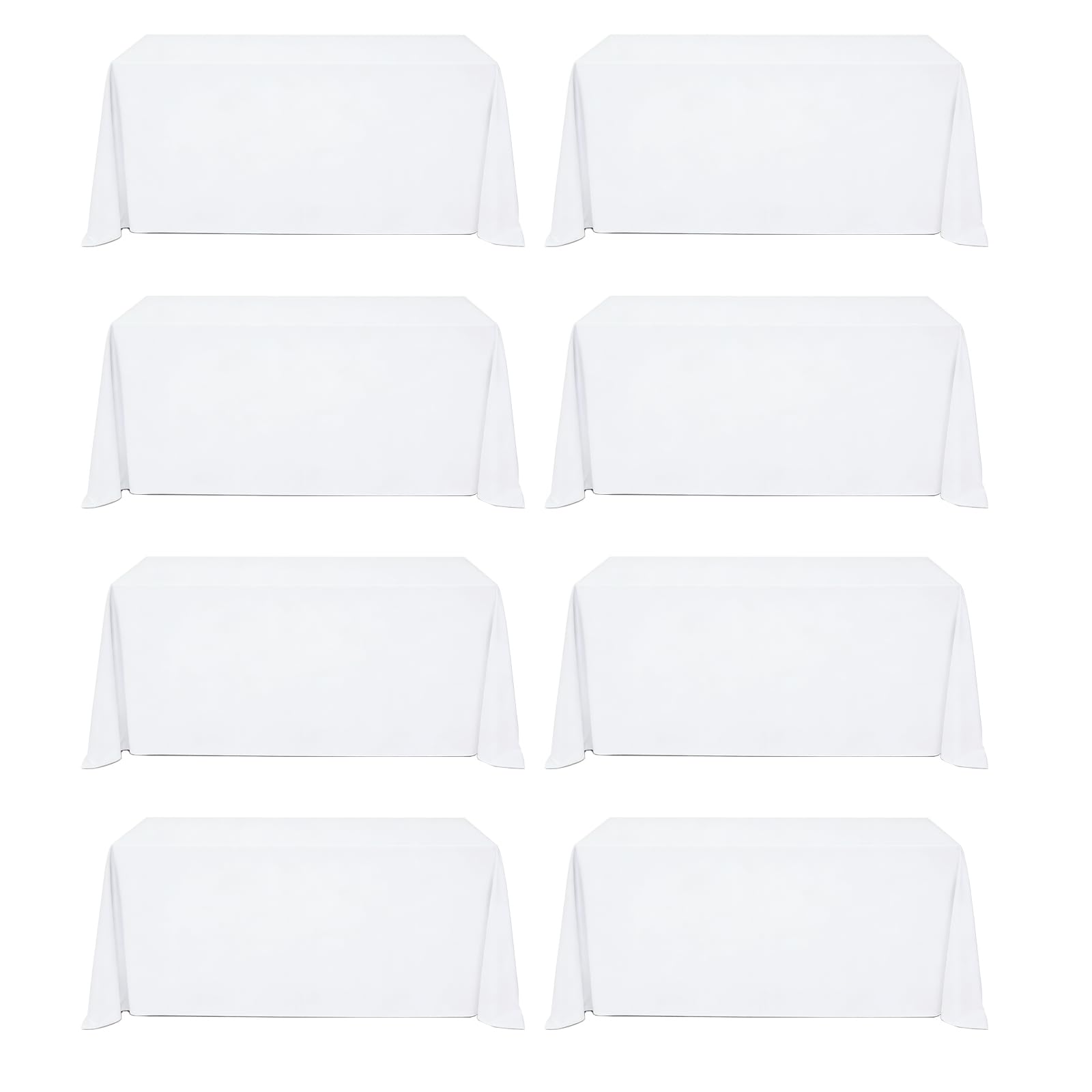 Paquete de 8 manteles de poliéster de 90 x 156 pulgadas para mesas rectangulares de 8 pies, resistentes a las arrugas, lavables, decorativos, para bodas, fiestas, banquetes, bufés y campamentos