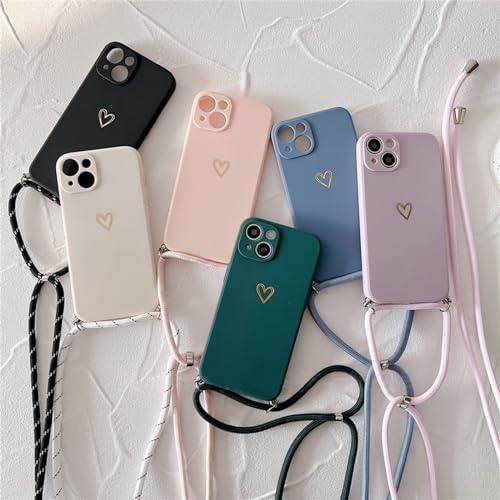 FIRSTPELLA Capa de silicone para iPhone 13 com alça transversal ajustável cordão de pescoço à prova