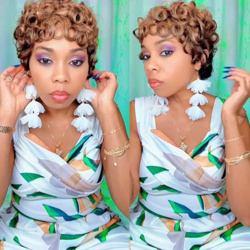 showreal Pixie Cut Wig for Black Women Pin Curls Pixie