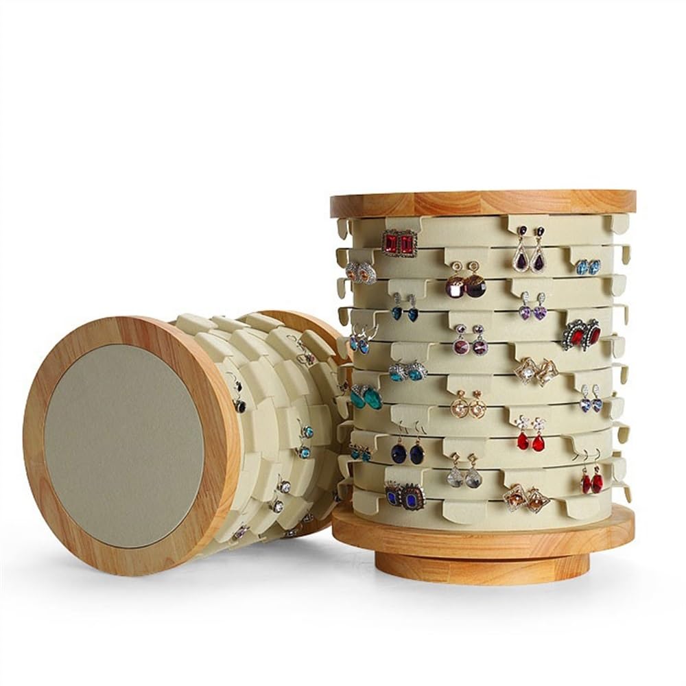 Espositore per Gioielli, espositore per Gioielli, espositore per Orecchini in Legno massello Girevole, espositore per Gioielli, Grande capacità, Organizer per Orecchini (Piccolo Bianco)