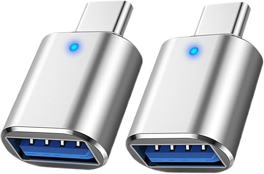 Mepsies USB C to USB 3.0 Adapter 2-Pack, USB C Adapter, Silver | Compatible with iPhone 17/16/15, Samsung Galaxy, iPad, MacBook, Laptops, Tablets and More