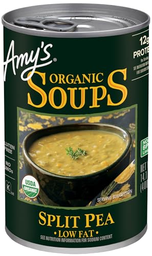 Amy's Soup, Vegan Split Pea Soup, Gluten Free, Made With Organic Vegetables, Canned Soup, 14.1 Oz