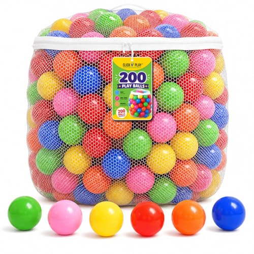 Click N' Play Ball Pit Balls for Kids, 200 Pack - Plastic Refill Balls, Phthalate & BPA Free,...