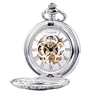 TREEWETO Pocket Watch – Full Hunter Skeleton Dial Mechanical Pocket Watches for Men Women