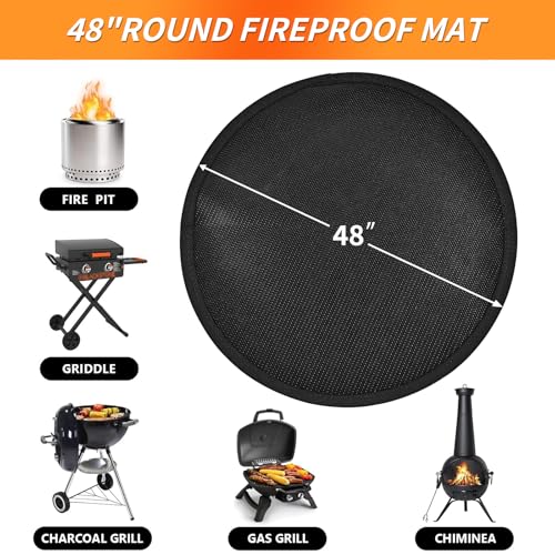 Ronsan Feuerschutzmatte Rund 48 Zoll, Hitzebeständige Bodenschutzmatte für Feuerstelle, Feuerschale & Grill, schützt Terrasse, Deck, Rasen und Fliesen, wasserabweisend, wiederverwendbar