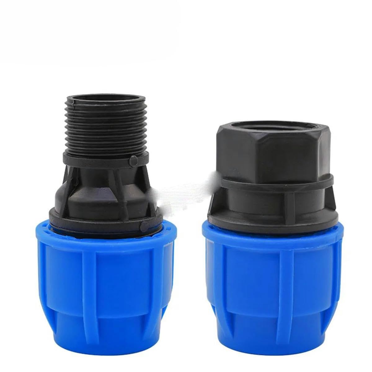 1 conector de polietileno de 20 mm, 25 mm, 32 mm, tubo de agua directo de 1/5.1 cm, 3/10.2 cm, rosca de conexión rápida, válvula de 2 vías, 63 mm