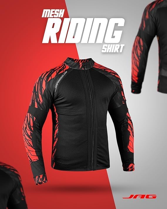 J.A.G. Motorcycle Mesh Shirt for Men with CE Certified Protective Padded Armors | All Season Motorcycle Riding Shirt - Image 3