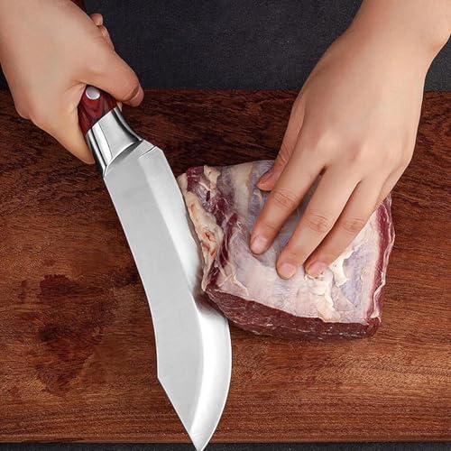 Image of Japanese Chef Knife Set - High Carbon Steel Butcher Knife, Meat Cleaver & Boning Knife - Heavy Duty Viking Kitchen Knives with Ergonomic Handle for Cutting Meat, Fish & Vegetables (6.7 Inch C)