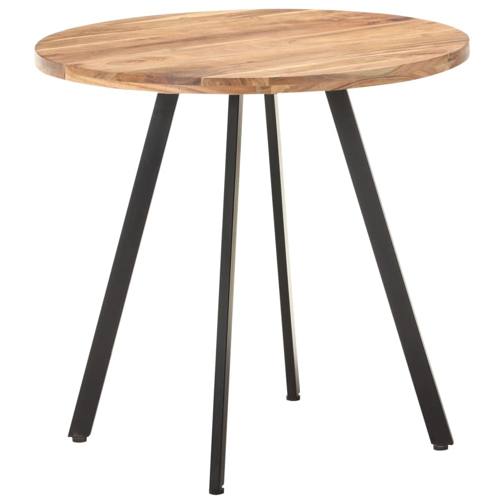 Esstisch 80 cm Massivholz Akazie mit schwarzem Eisen Gestell, Stabiler Holztisch rund, ideal für Esszimmer, Küche, Wohnzimmer, platzsparend und langlebig, modernes Industrie Design