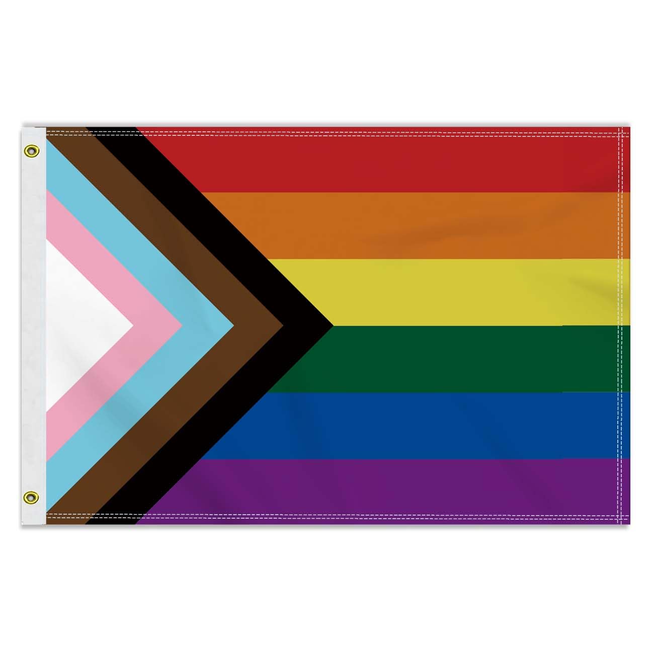 2×3 FT Progress Rainbow Flag, Medium 60×90 CM 150D Lgbtq Outdoor Banner,Decor Garden With Brass Gromment — image 1