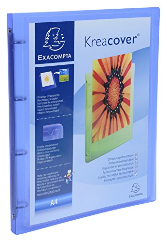 Exacompta Classeur PP Souple Personnalisable A4 4 Anneaux Bleu