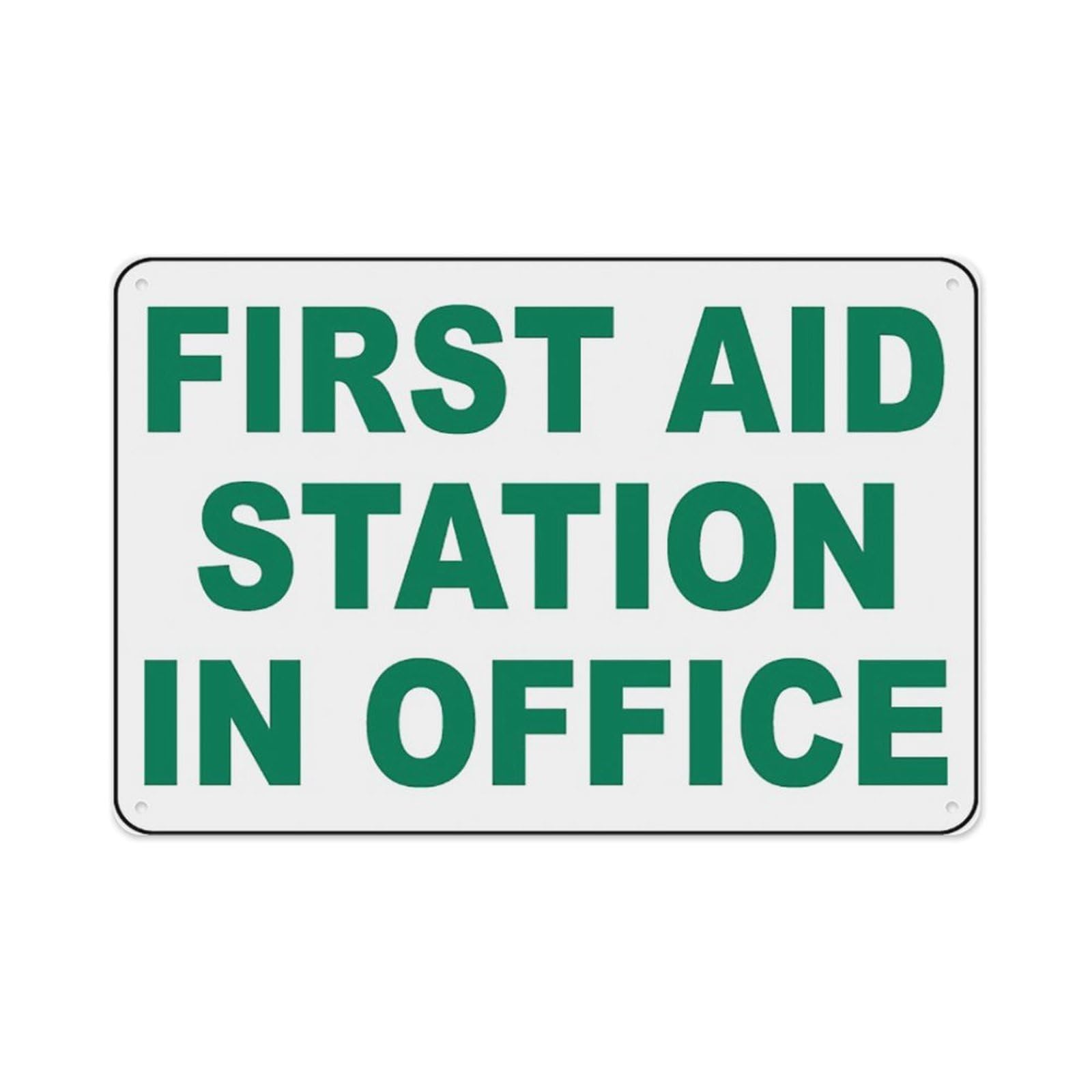 peiyeety First Aid Station In Office Sign Aluminum Tin Warning Signs For Home Outdoor Garden 8X12 Inches
