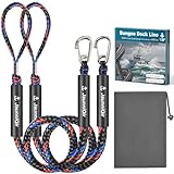 JaunniQir Bungee Dock Lines for Boats 4.3 Feet, 2 Pack Dock Lines with 316 Stainless Clips for PWC, Jet Ski, Kayak, Watercraft, Pontoon, Shock Absorbing Tie Off Downs Boat Mooring Ropes Accessories
