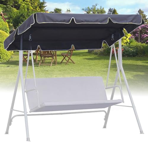 AZVFLY Gartenschaukel für Erwachsene Hollywoodschaukel Dachbezug: Outdoor Reißfest UV Schutz 420D Oxford Gewebe Grau Wetterfest Schutzhülle Moderner Hollywoodschaukel Ersatzdach 3 Sitzer (164*114)
