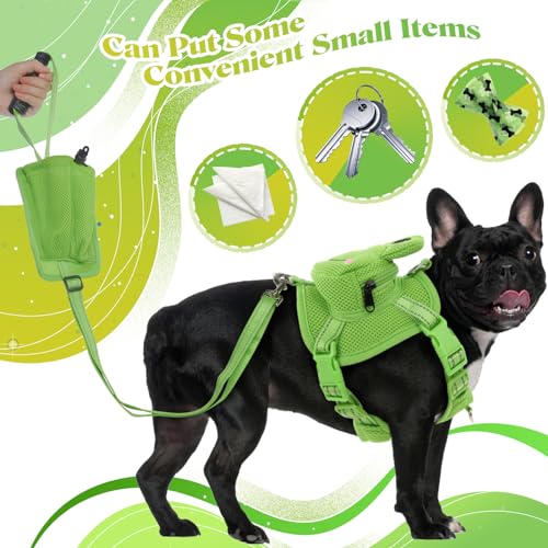 Dog-Backpack-Harness-Cute-Dog-Harness-with-Leash-Dog-Harness-with-Backpack-No-Pull-Dog-Saddle-Bag-Puppy-Vest-Mesh-Frog-Self-Bag-with-D-Ring-Dog-Hiking-Backpack-for-Small-Medium-Dogs-M