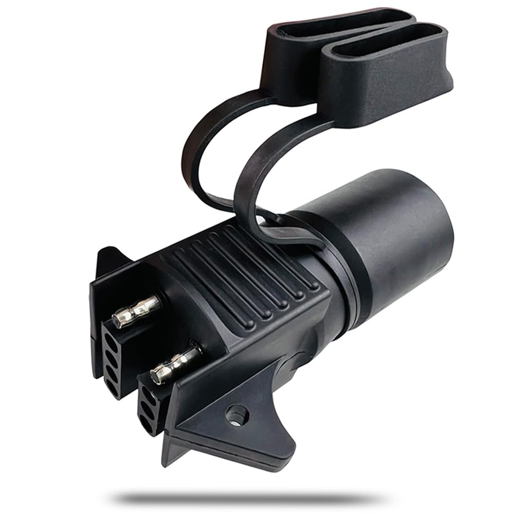 AutoSonic 7 Way Round Blade to 4 Way 5 Way Flat Trailer Adapter, Female Trailer Connector Plug with Anti-dust Cover, 7 pin to 4 pin 5 pin Trailer Converter, Flat Connection, Weatherproof