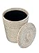 KOUBOO La Jolla Rattan Round Waste Basket With Lid & Plastic Insert, 2 Gallon Woven Wastebasket for Bathroom, Kitchen, Office, Living Room, & Home Decor, White Wash
