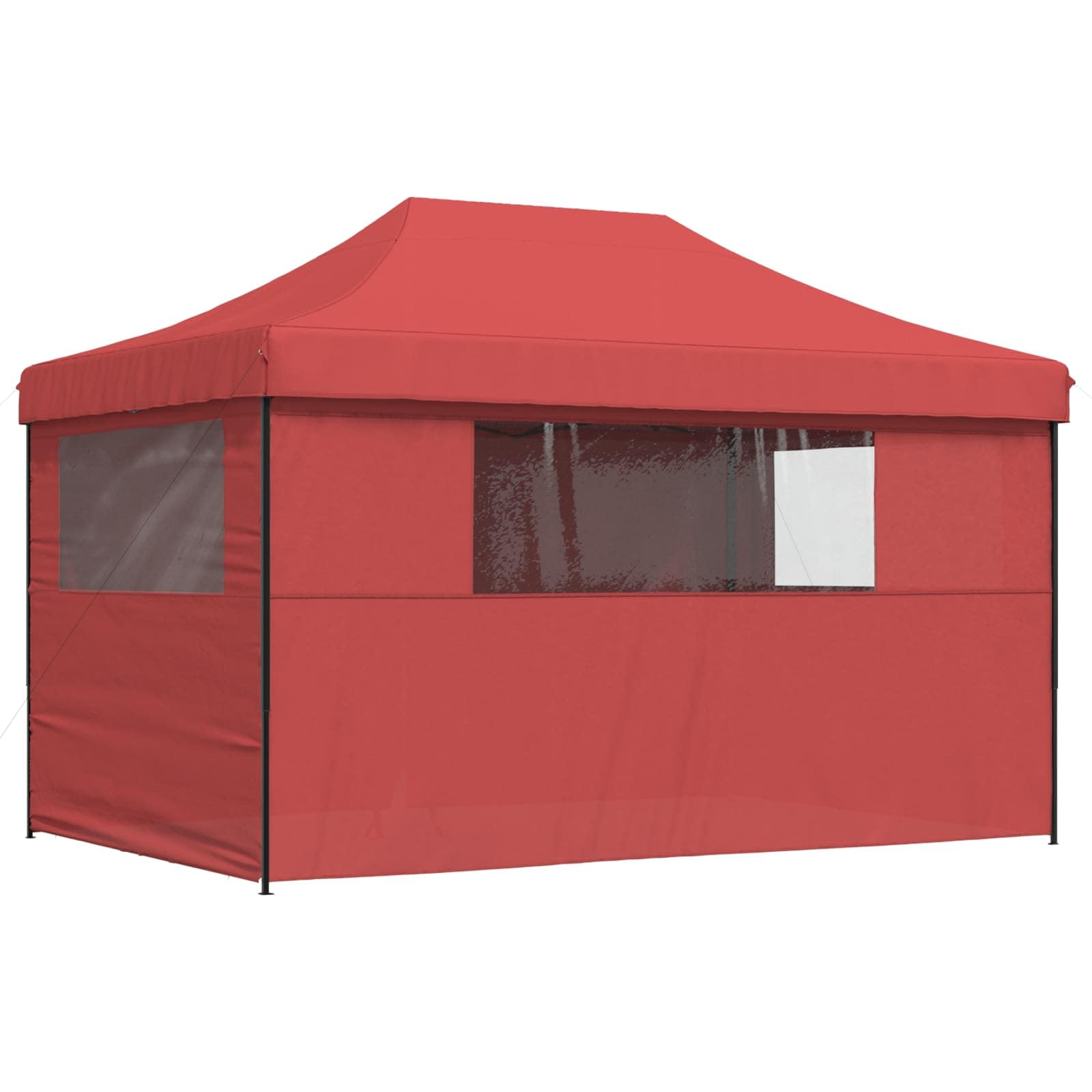 Składany namiot imprezowy typu pop-up, 440 x 292 x 315 cm, namiot ogrodowy z 4 częściami bocznymi, pawilon na wesela i imprezy, burgundowy