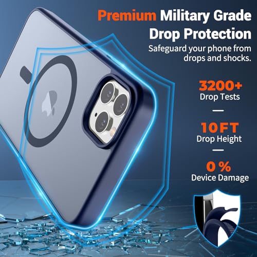 Image of SUPFINE Magnetic for iPhone 11 Pro Max Case Navy Blue | (Compatible with MagSafe)(Military Grade Drop Protection)Shockproof Translucent Matte Phone Cover