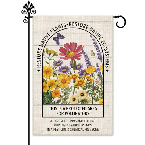 Hafhue Restore Native Plants Welcome Garden Flag, 12 x 18 Inch Double Sided Holiday Yard Outdoor Farmhouse Lawn Decor Flag, Funny Gardening Yard Flag Gift for Flowers Lover, Fall Outdoor Décor