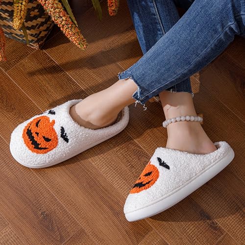 Image of Womens Mens House Slippers Retro Comfy Warm Plush Slip on Fluffy Memory Foam Home Sippers for Winter Indoor Outdoor