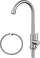 Bifordo SUS304 Stainless Steel Cold Water Faucet for Kitchen Sink - Lead-Free, 360° Swivel, Easy Install Bubbler