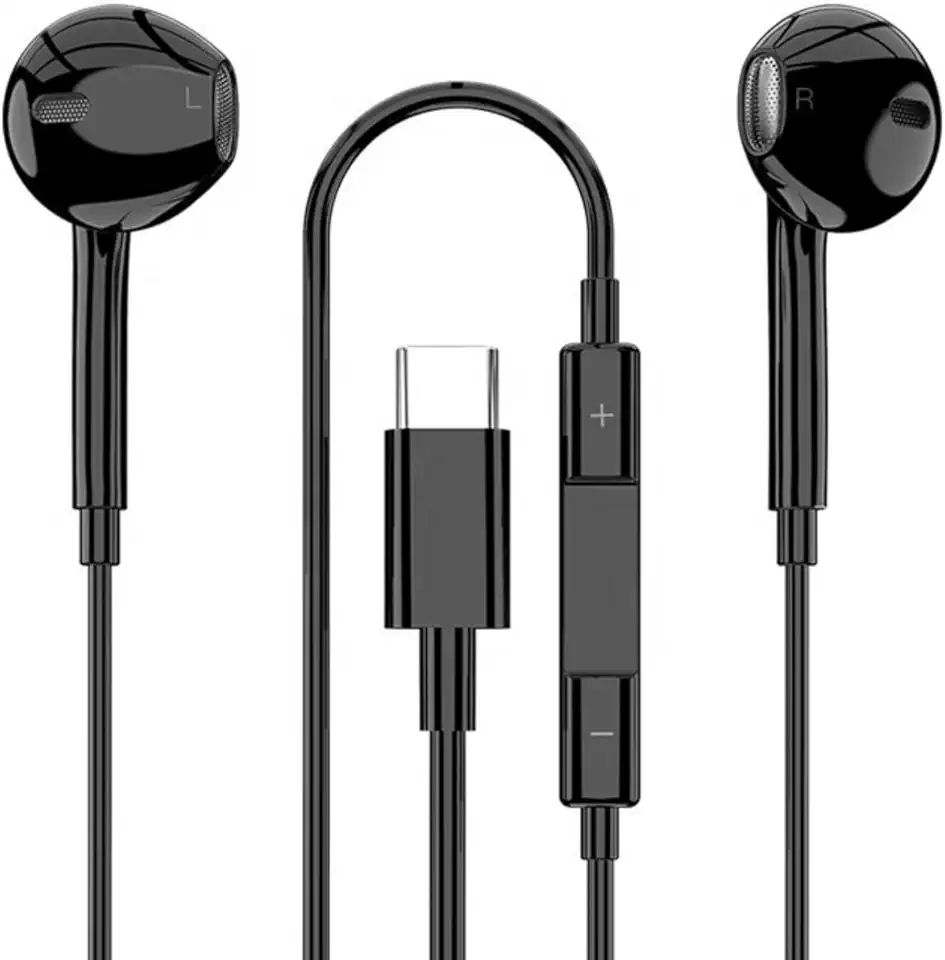 Fone de Ouvido com Fio Tipo C com Microfone Intra-Auricular – Som Estéreo, Controle de Volume, Isolamento de Ruído, Ideal para Reuniões, Aulas, Música - Compatível com Samsung, Motorola, Xiaomi, Apple