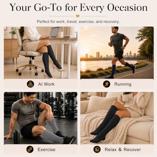 Image of Laite Hebe 4 Pairs-Compression Socks for Women&Men Circulation-Best Support for Nurses,Running,Athletic