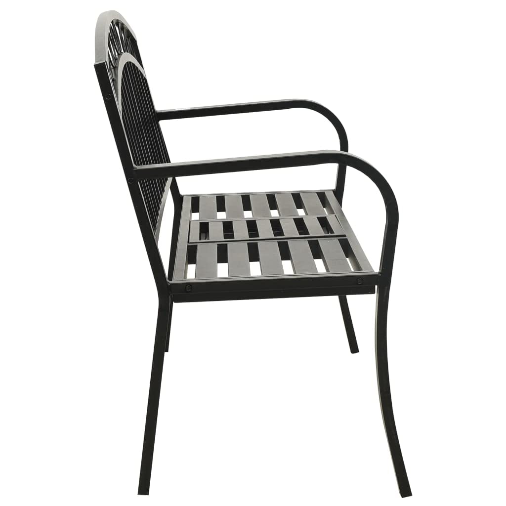 Gartenbank mit integriertem Tisch 120 cm Schwarz pulverbeschichteter Stahl Modernes Design Robust und langlebig für Garten Balkon und Campingplatz