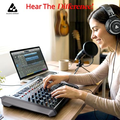 Image of Audio Array MT-12 12 Analog+2 Digital Ch Hybrid Analog+USB Mixer, Extra Sub Out+Fq Selector 48kHz DSP, 4XLR & 8 TRS In, 3-Band EQ, +48V Phantom, 24dBu XLR Out, Graphical EQ, Type-C, Studio & Streaming