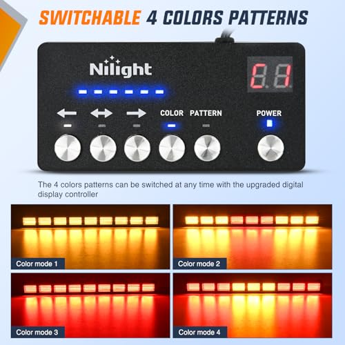 Image of Nilight 162 LED Traffic Advisor Strobe Light Bar with Controller Amber Red