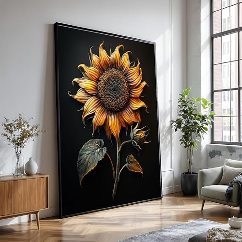 Tableau sur toile tournesol 60x90 cm decoration jaune nature