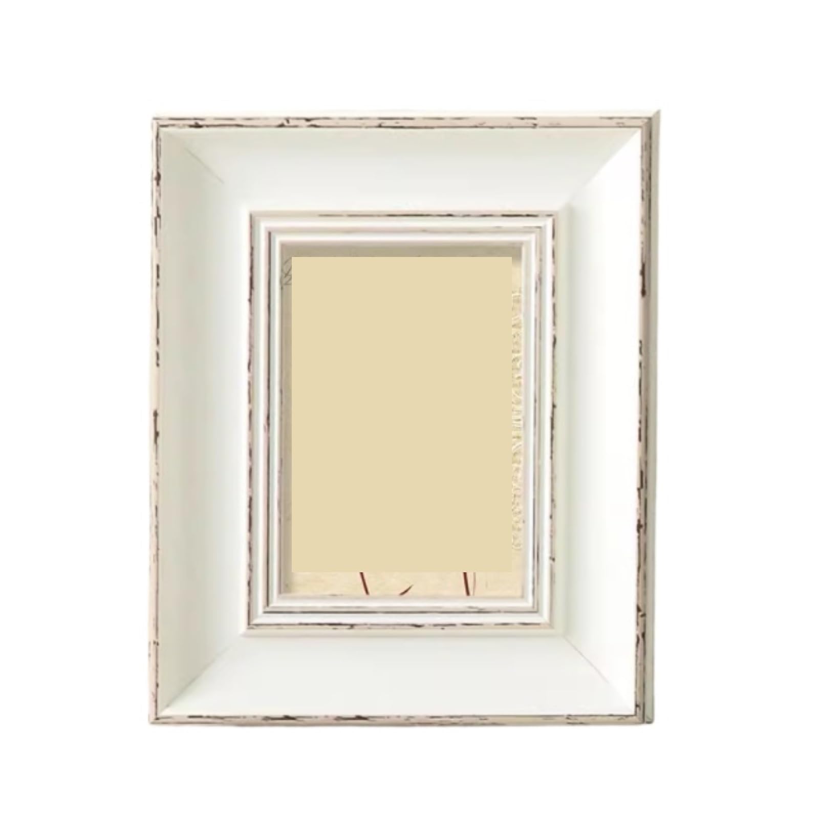 Photo Picture Display Frame Square Photo Frame Antique Wood Grain Wall Mounted Picture Living Room Decoration(White)