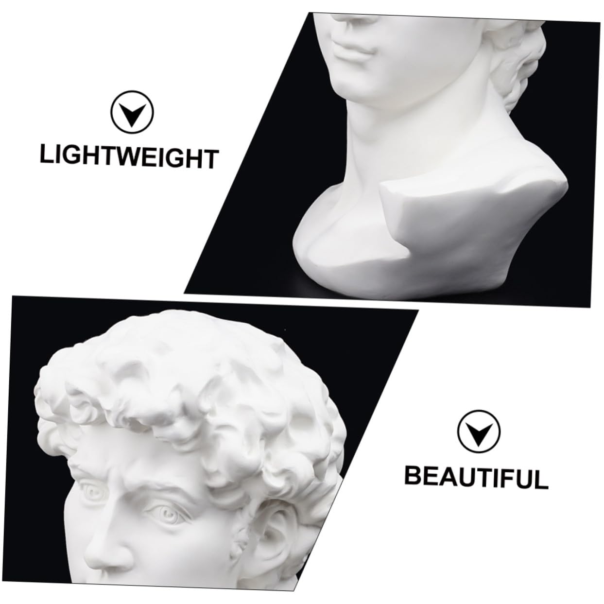 Gatuida Buste de David en Résine Blanche – Statue Tête David Classique – Sculpture Décorative et Outil Pédagogique pour Dessin et Décoration Intérieure Maison Bureau