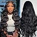 AUOCATTAIL Lace Front Wigs Synthetic Artificial Human Hair Natural Brazilian Wig Pre Plucked HD Transparent Wigs with Body Wavy Glueless 180% Density Synthetic Human Hair for Black Women 30inch