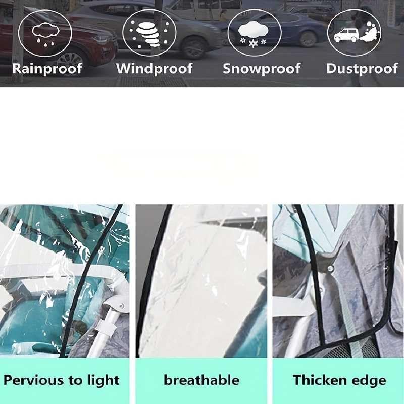 Stroller Rain Cover Wind Rainproof Dustproof Ventilation EVA Material 2