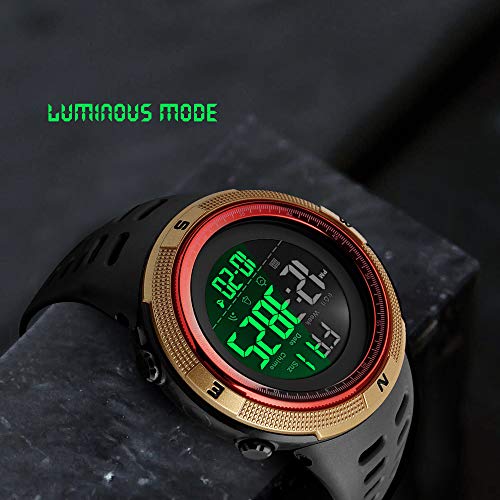 Relógio masculino digital esportivo impermeável militar cronômetro contagem regressiva auto data ala