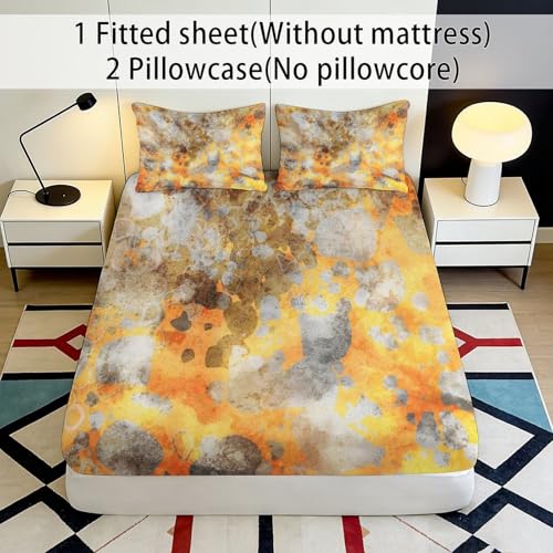 Drap-housse marbre orange 90x200 pour un décor de chambre moderne - 3
