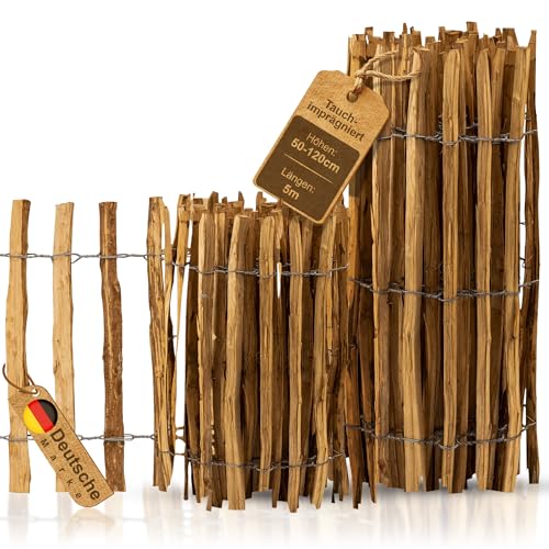 BooGardi imprägnierter Staketenzaun · 12 Größen · 90cm hoch · 5m lang · Lattenabstand 3-5cm...