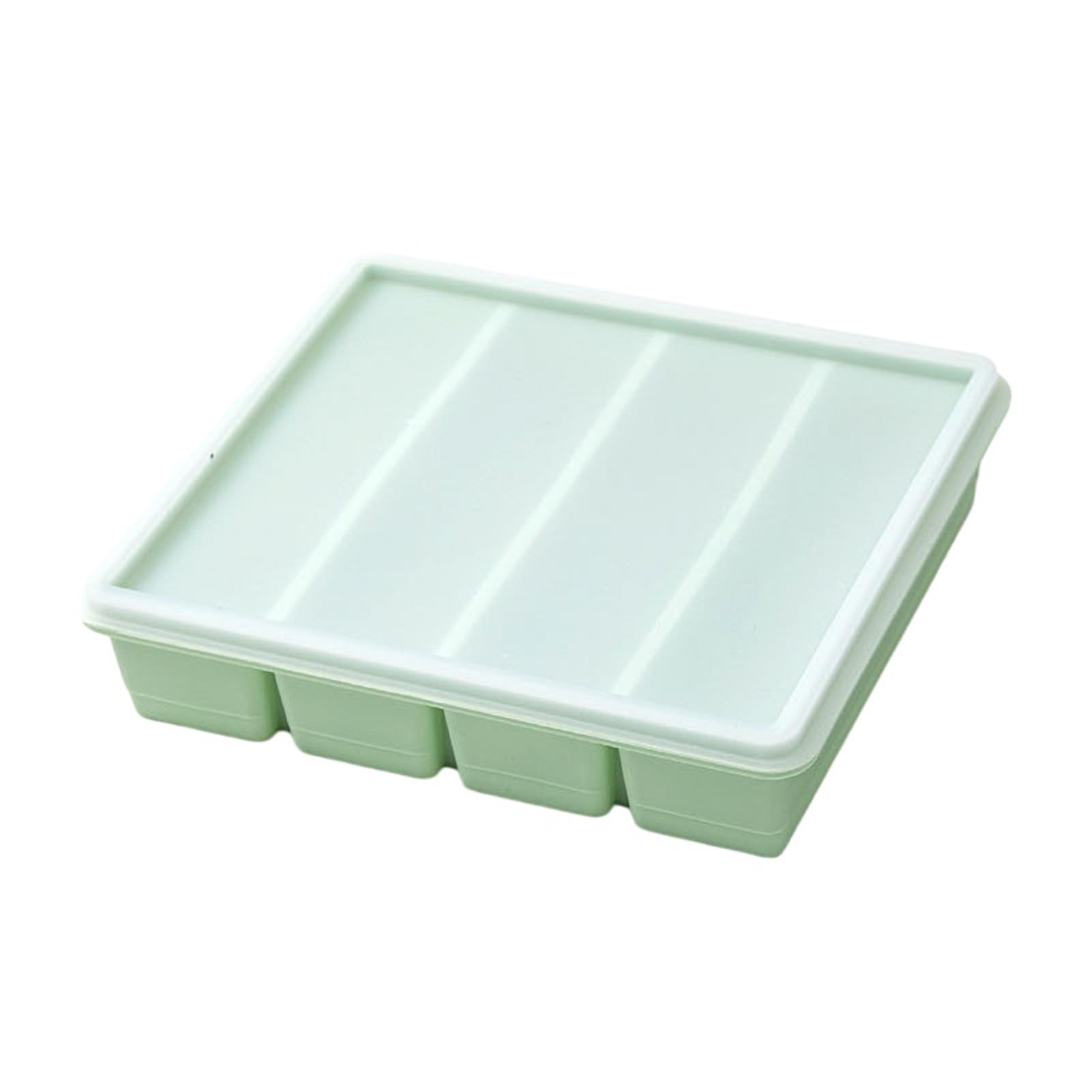 Silicone Freezer Tray with Lid Multi-Compartment Tray for Freezing Long Ice Cubes Broth