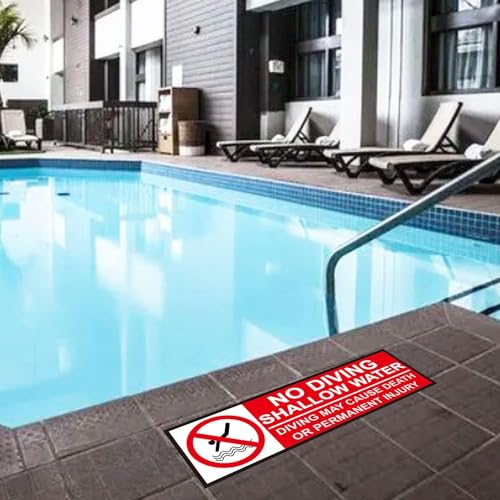6 adhesivos No Diving para piscina 3x10 pulgadas miniatura 6